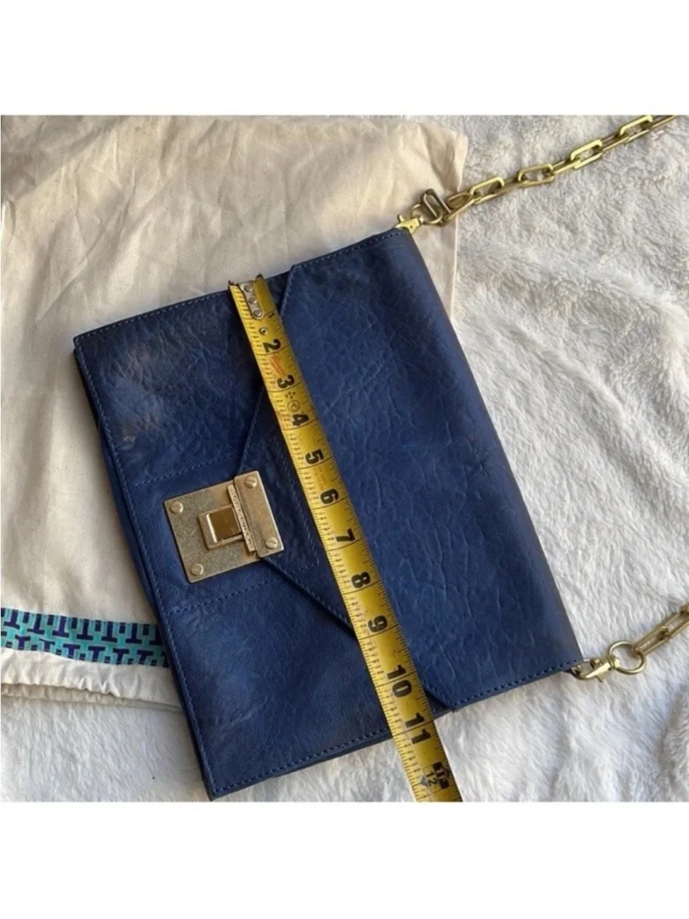 Tory Burch Classic Blue Leather Chain-Handle crossbody Bag